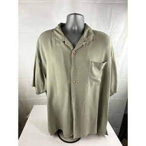 Men's Tommy Bahama Casual Button Down Shirt XXL Green 100% Silk